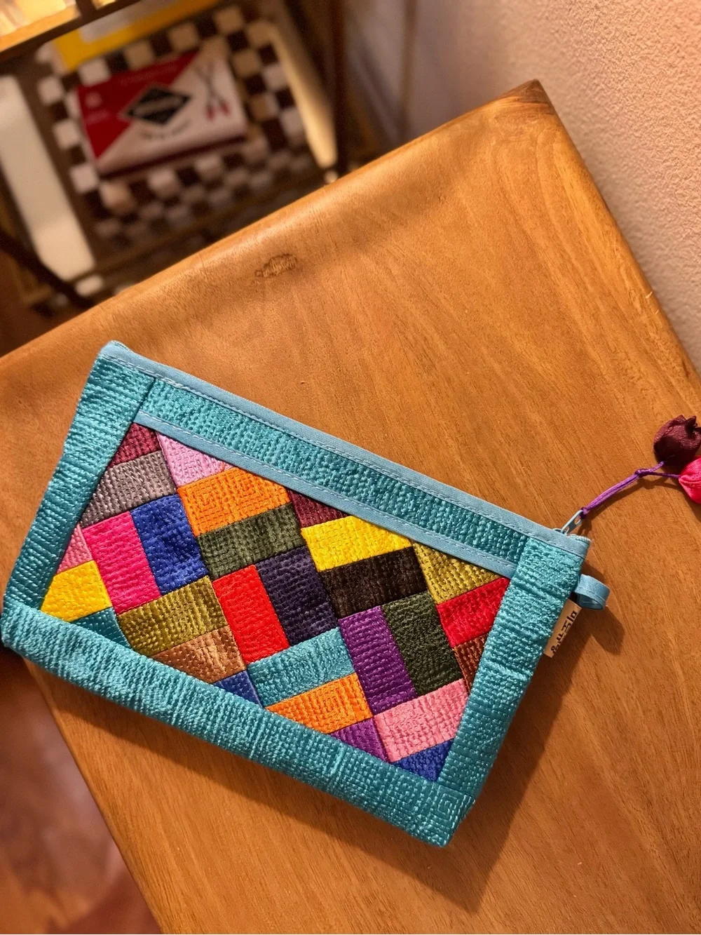 Jogakbo Patchwork Hand-Quilted Wristlet Pouch